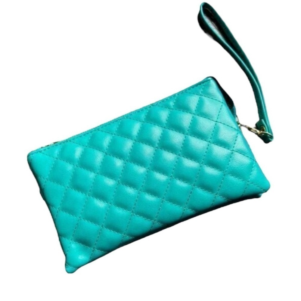 🔵 5 for $25 UNBRANDED women’s quilted teal colored clutch with crossbody strap